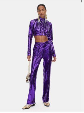 Paco Rabanne/H&M  - Purple Sequined Cropped Jacket